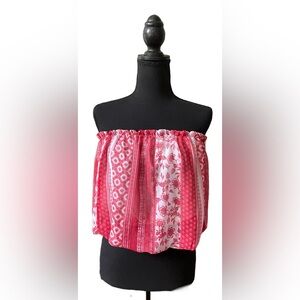 Fantastic Fawn: Red and White Country Girl Pattern Tube Top